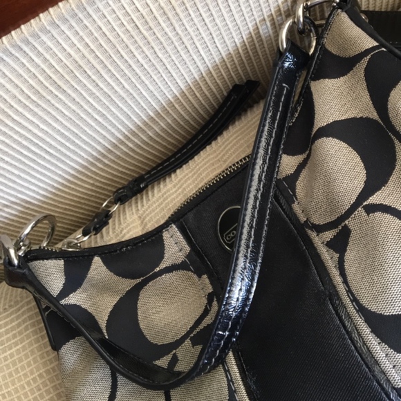 Coach Black & Grey Signature Stripe Demi Handbag - Picture 7 of 8